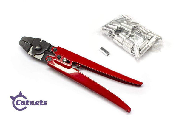 Catnets WIRE ROPE FASTENING & CLIPS Crimping Pliers + Alum Crimps 100pk